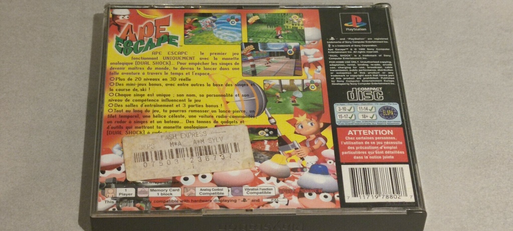 Ape Escape Sony PS1 PLAYSTATION 1 Slim PS2 PS3