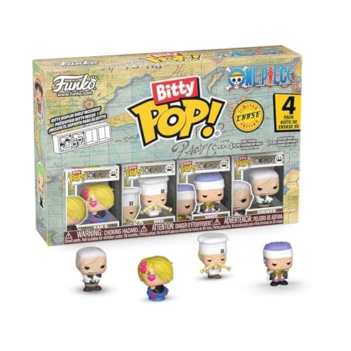 Funko Bitty Pop! One Piece - Sanji, Zeff, Kreig, and a Surprise Mystery Mini Figure - 0.9 Inch (2.2 Cm) Collectable - Stackable Display Shelf Included